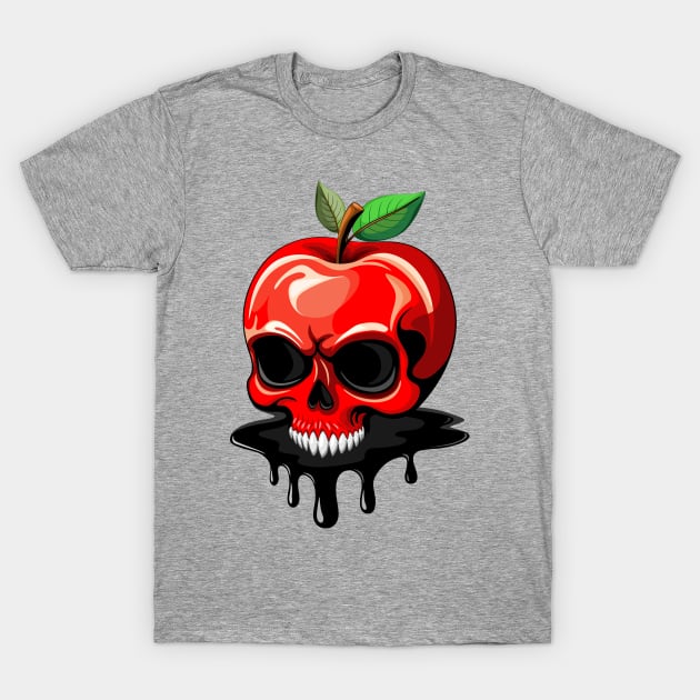 Skull Apple Poisoned Deadly spooky Fruit T-Shirt by BluedarkArt